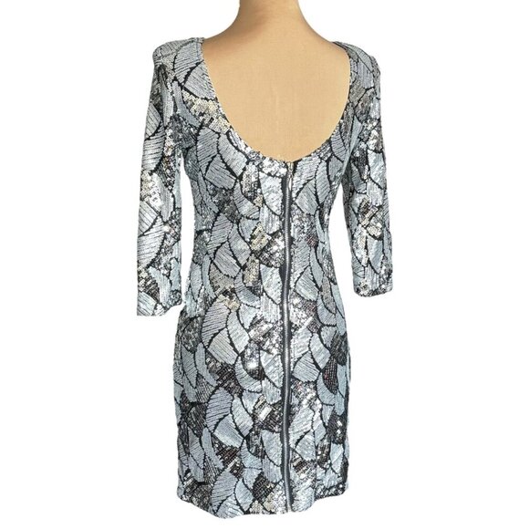 NWT Body Language Paris Sequin Mini Dress Sz.S Silver Cocktail Formal Coquette - Picture 5 of 13